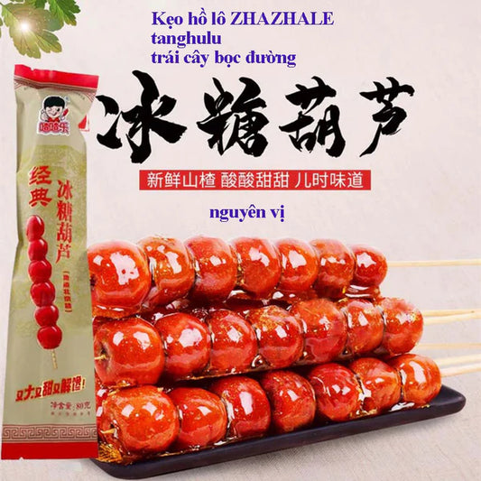 Kẹo hồ lô ZHAZHALE /tanghulu/trái cây bọc đường  nguyên vị 80g đông lạnh táo gai đồ ăn nhẹ đặc sản giòn