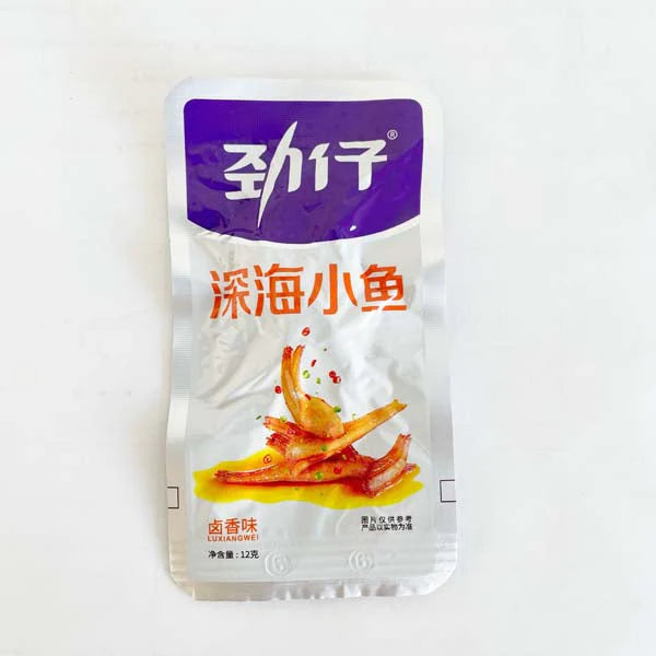 12g Cá nhỏ khô Jinzai （vị món kho ) đồ ăn Trung Quốc ồ đồ ăn nhẹ đặc sản đồ ăn ngon