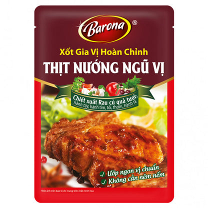 Xốt gia vị hoàn chỉnh Barona - Thịt Nướng Ngũ Vị-chiết xuất rau củ quả tươi gói 80g - Việt Nam