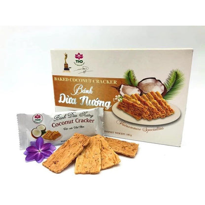 Bánh dừa nướng THD, giòn, ít đường - Xuất khẩu Hàn, Nhật - Đặc sản, làm quà, ăn vặt - Hộp 180g - Việt Nam