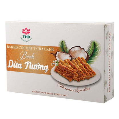 Bánh dừa nướng THD, giòn, ít đường - Xuất khẩu Hàn, Nhật - Đặc sản, làm quà, ăn vặt - Hộp 180g - Việt Nam