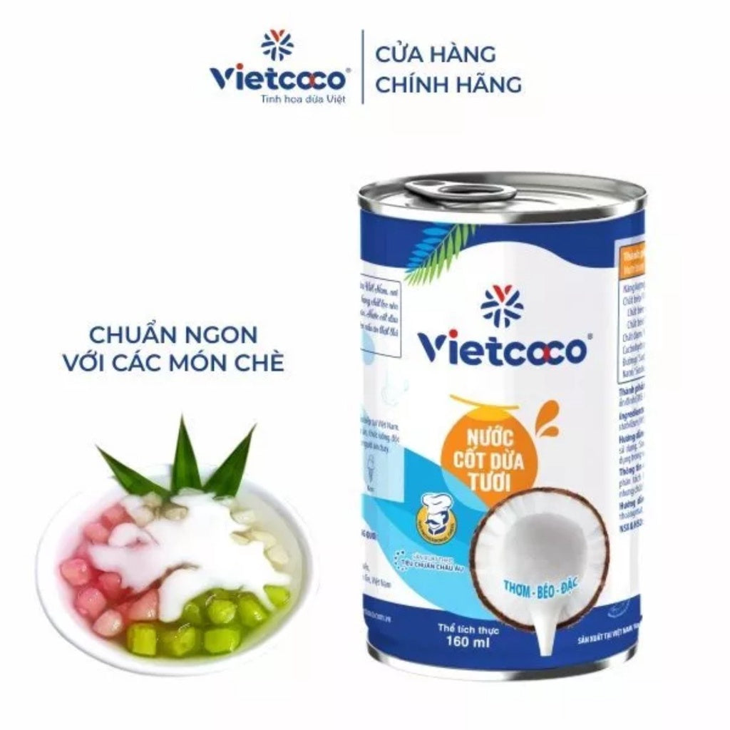 Nước cốt dừa tươi hữu cơ organic Vietcoco lon lớn 400ml đặc béo thơm ngon giàu dưỡng chất